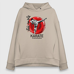 Толстовка оверсайз женская Karate Kyokushinkai, цвет: миндальный