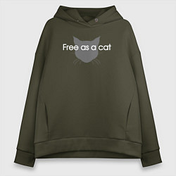 Женское худи оверсайз Free as a cat