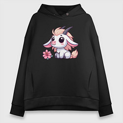 Женское худи оверсайз Козерог с цветком