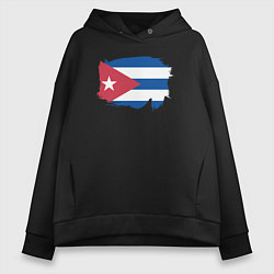 Толстовка оверсайз женская Флаг Кубы, цвет: черный