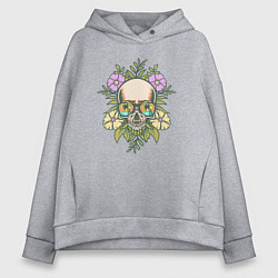 Женское худи оверсайз Skull and flowers