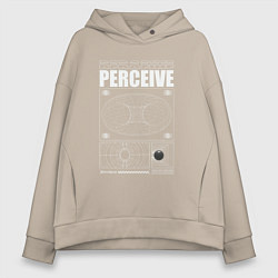 Толстовка оверсайз женская Perceive streetwear, цвет: миндальный