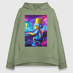 Толстовка оверсайз женская Bart Simpson - esports, цвет: авокадо