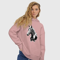Толстовка оверсайз женская Портрет лошади, цвет: пыльно-розовый — фото 2
