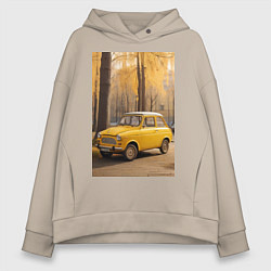 Женское худи оверсайз Желтый ретро автомобиль
