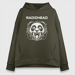 Толстовка оверсайз женская Radiohead rock panda, цвет: хаки