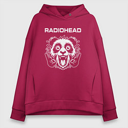 Толстовка оверсайз женская Radiohead rock panda, цвет: маджента