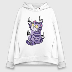 Женское худи оверсайз Скользящий серый кот