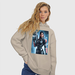 Толстовка оверсайз женская Mass Effect -N7 armor, цвет: миндальный — фото 2