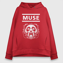 Толстовка оверсайз женская Muse rock panda, цвет: красный