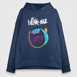Толстовка оверсайз женская Blink 182 rock star cat, цвет: тёмно-синий
