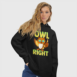 Толстовка оверсайз женская Owl right - каламбур отлично, цвет: черный — фото 2
