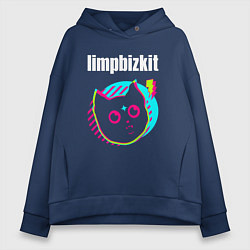 Толстовка оверсайз женская Limp Bizkit rock star cat, цвет: тёмно-синий