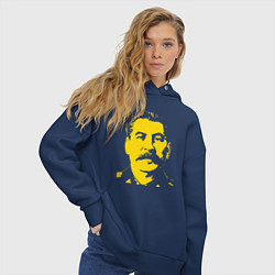 Толстовка оверсайз женская Yellow Stalin, цвет: тёмно-синий — фото 2