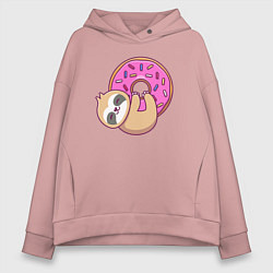 Женское худи оверсайз Ленивец с пончиком