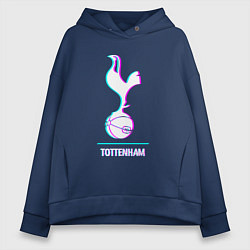 Толстовка оверсайз женская Tottenham FC в стиле glitch, цвет: тёмно-синий