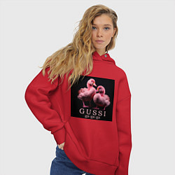 Толстовка оверсайз женская Розовые маленькие гуси: gussi ga-ga-ga, цвет: красный — фото 2