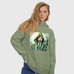 Толстовка оверсайз женская Чехов в кигуруми крокодил, цвет: авокадо — фото 2