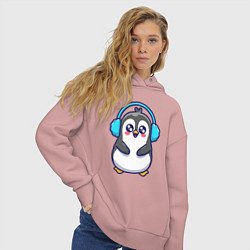 Толстовка оверсайз женская Милый пингвинчик, цвет: пыльно-розовый — фото 2
