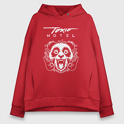 Толстовка оверсайз женская Tokio Hotel rock panda, цвет: красный