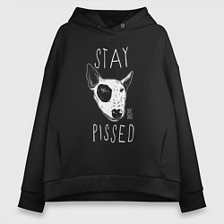 Толстовка оверсайз женская Stay dog pissed, цвет: черный