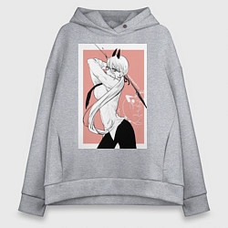 Женское худи оверсайз Человек бензопила Пауэр в офисном костюме