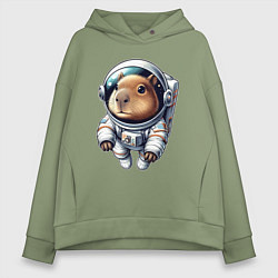 Женское худи оверсайз Прикольный капибарыш космонавт - нейросеть