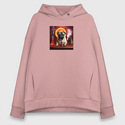 Женское худи оверсайз Мопс и кальян