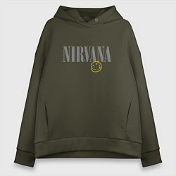 Женское худи оверсайз Nirvana logo smile