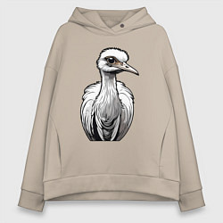 Женское худи оверсайз Страус рисованый