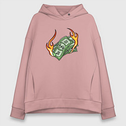 Женское худи оверсайз Банкноты в огне