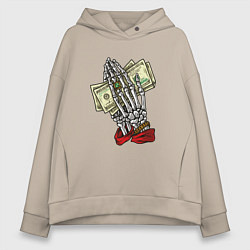 Женское худи оверсайз Скелет молится