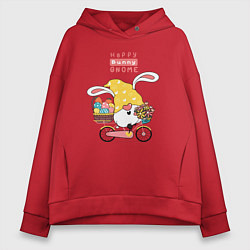 Женское худи оверсайз Пасхальный гном на велосипеде