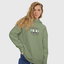 Толстовка оверсайз женская Honda logo auto grey, цвет: авокадо — фото 2