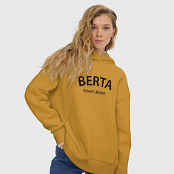 Толстовка оверсайз женская Berta never alone - motto, цвет: горчичный — фото 2