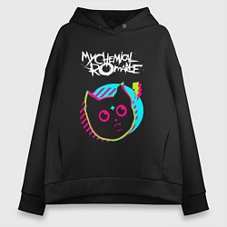 Толстовка оверсайз женская My Chemical Romance rock star cat, цвет: черный