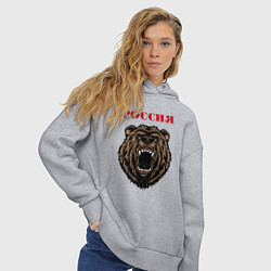 Толстовка оверсайз женская Рык медведя Россия, цвет: меланж — фото 2