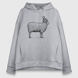 Женское худи оверсайз Овца в шапке с помпоном