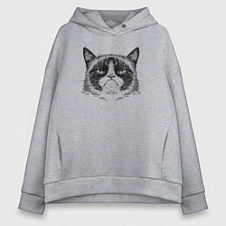 Женское худи оверсайз Grumpy cat мем