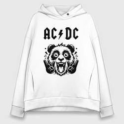 Толстовка оверсайз женская AC DC - rock panda, цвет: белый