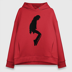 Толстовка оверсайз женская Черный силуэт Майкла Джексона, цвет: красный