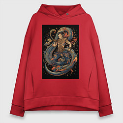 Женское худи оверсайз Муай Тай боец и змея