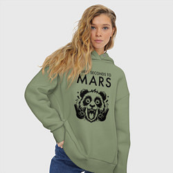 Толстовка оверсайз женская Thirty Seconds to Mars - rock panda, цвет: авокадо — фото 2