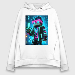 Женское худи оверсайз Minecraft - neon character ai art