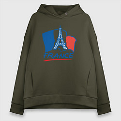 Толстовка оверсайз женская France, цвет: хаки