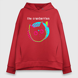 Толстовка оверсайз женская The Cranberries rock star cat, цвет: красный