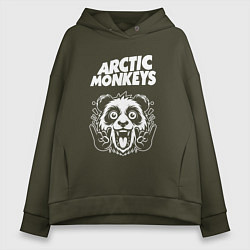 Толстовка оверсайз женская Arctic Monkeys rock panda, цвет: хаки