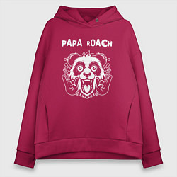 Толстовка оверсайз женская Papa Roach rock panda, цвет: маджента