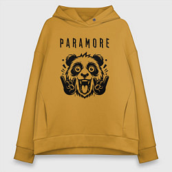 Толстовка оверсайз женская Paramore - rock panda, цвет: горчичный