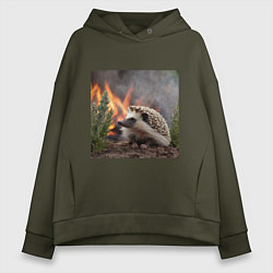 Женское худи оверсайз Ёжик в огне